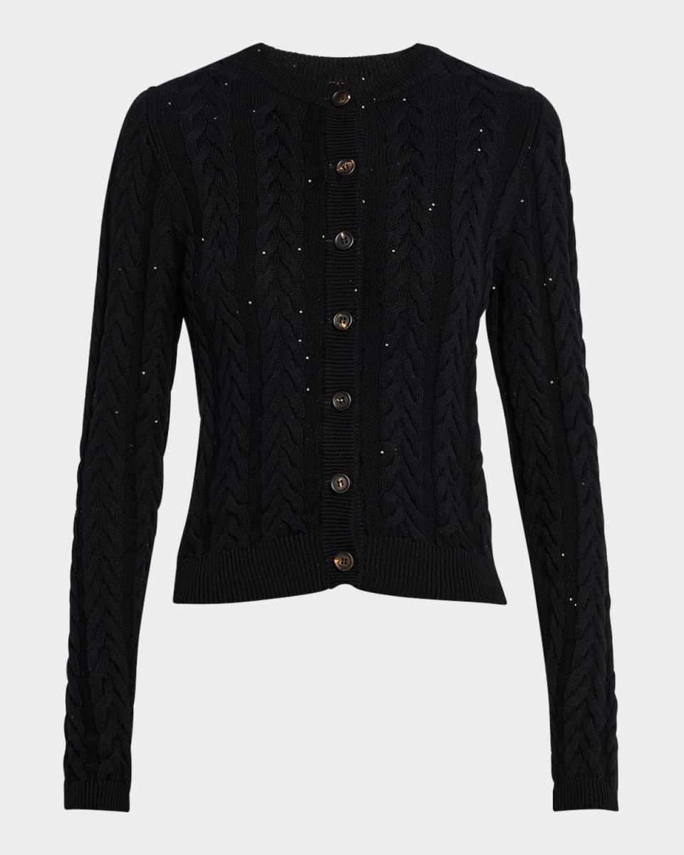 Fitted Cotton Diamante Cardigan